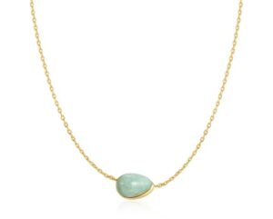 Sterling Silver Gold Plated Ania Haie Amazonite organic Dome Pebble Necklace on adjustable Chain