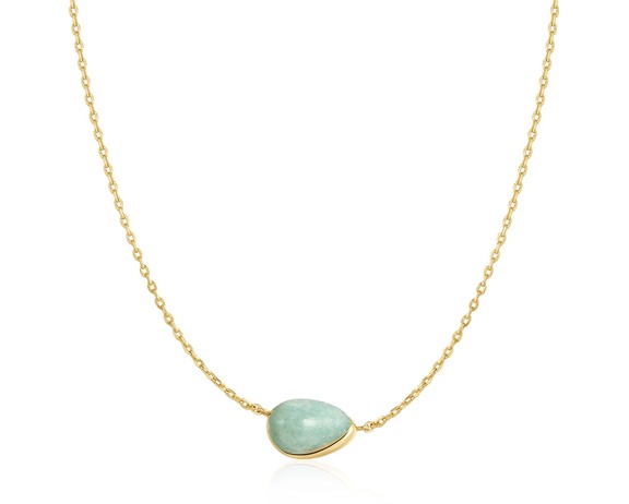 Sterling Silver Gold Plated Ania Haie Amazonite organic Dome Pebble Necklace on adjustable Chain