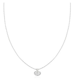 Sterling Silver Rhodium Plated Ania Haei Cubic Zirconia Bezel Set Organic Pebble Necklace on adjust chain