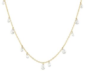 Sterling Silver gold plated Ethereal teardrop dangle station necklace on adjustable chain