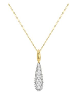 Sterling Silver Gold Plated Ania Haei Pave Statement Teardrop Necklace On Adjustable Chain