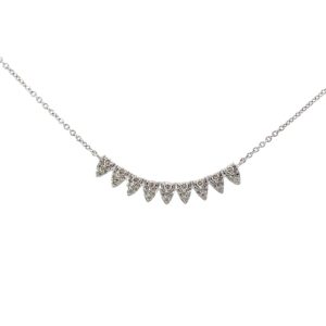 14kt white gold fancy diamond bar necklace D tw 0.24cts SI, G/H on adju 18" chain