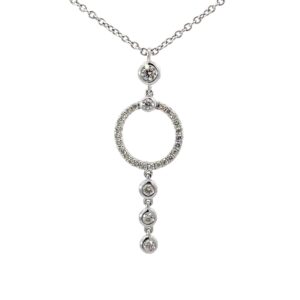 14kt white gold diamond moveable circle pendant D tw 0.19cts SI, G/H on an adj. chain