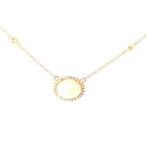 14kt yellow gold opal and diamond by the yard necklace O tw 1.73cts D tw 0.29cts SI, G/H