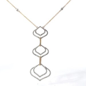 14kt two tone diamond dangle drop fashion pendant Dtw 1.03cts