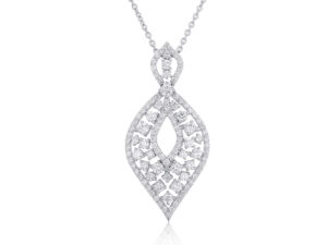 14kt white gold fashion marquis shape diamond pendant on adj chain D tw 1.88cts VS2, near colorless G