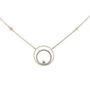 14kt two tone diamond circle pendant D tw 0.36cts on diamond by yard necklace SI1/SI2 clarity, near colorless H color
