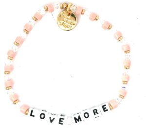 Little Words Project " Love More" pale pink and clear beaded stretch bracelet