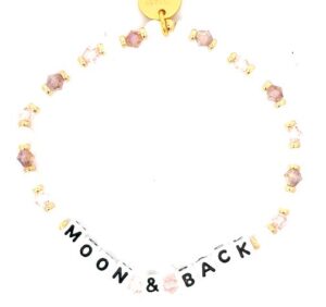 Little Words Projcet "Moon & Back"pink and white beaded stretch bracelet