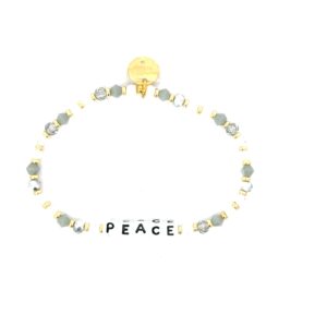 Little words grey and white beaded stretch "peace" bracelet