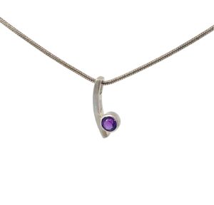 STERLING SILVER 16" AMETHYST PENDANT