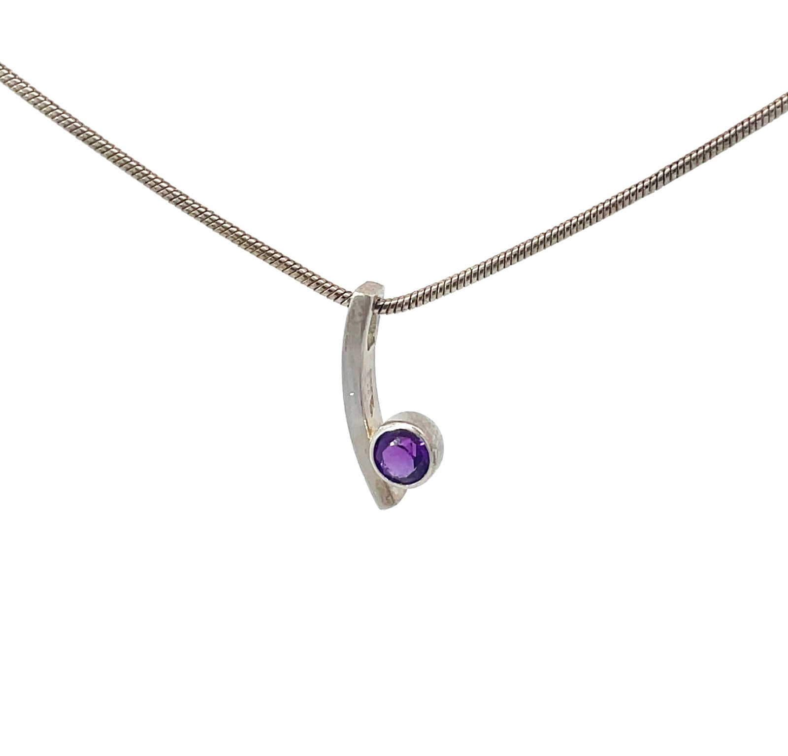 P STERLING SILVER 16" AMETHYST PENDANT