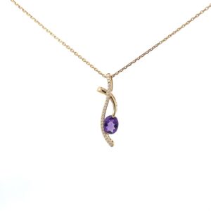 14kt yellow gold diamond and amethyst fashion pendant A tw 2.04 D tw 0.20cts SI, G/H