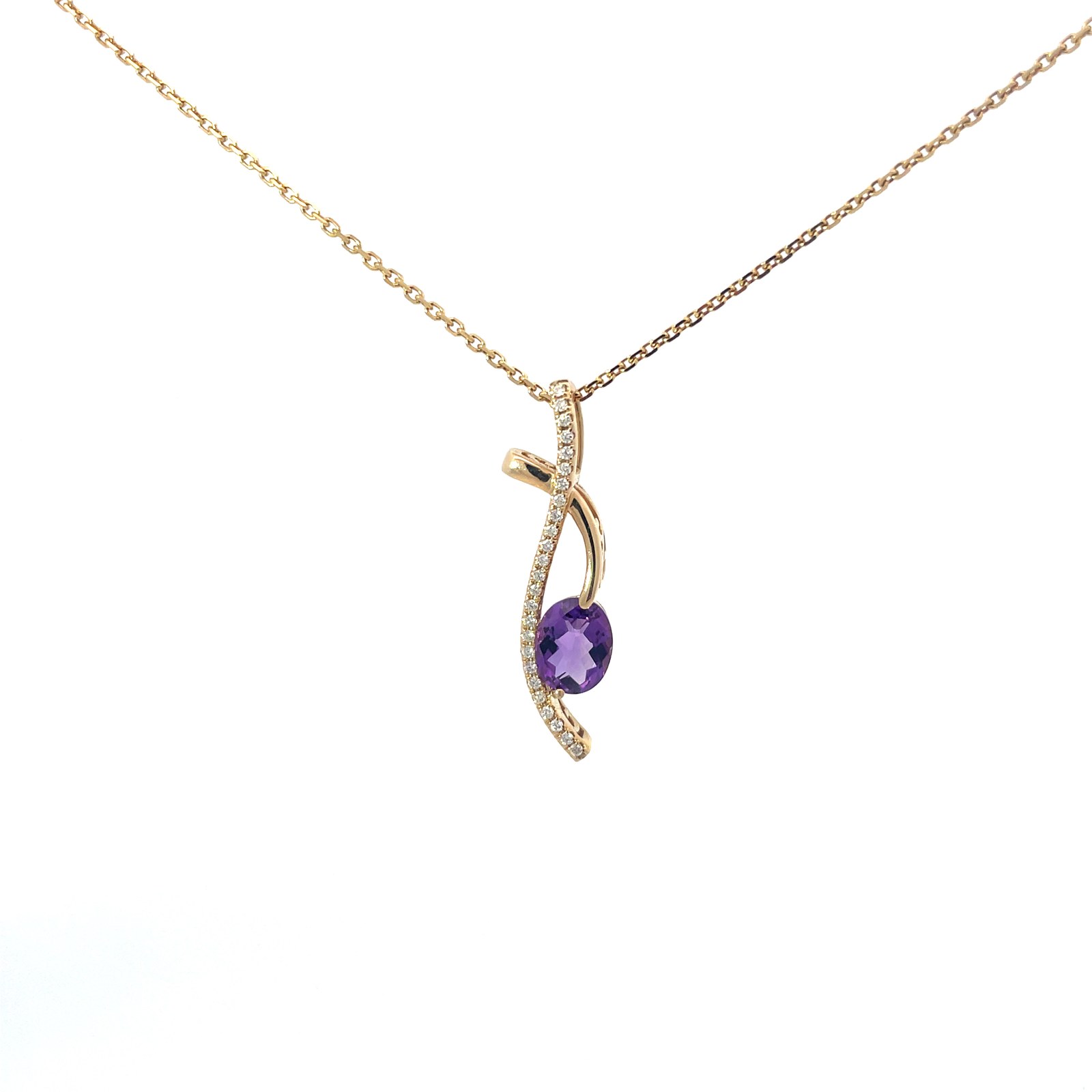 PCK A .jpg 14kt yellow gold diamond and amethyst fashion pendant A tw 2.04 D tw 0.20cts SI, G/H