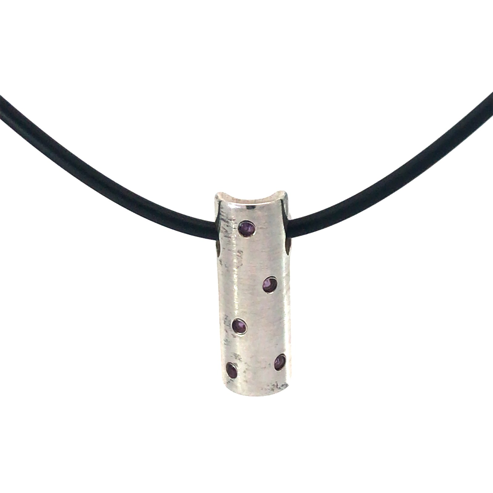 Pam STERLING SILVER AMETHYST MULTI PENDANT ON BLACK CORD