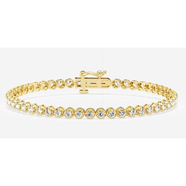 PBAY .jpg 14kt yellow gold diamond tennis bracelet tw 2.00cts VS2/SI1 clarity, near colorless G color with two foldover safety