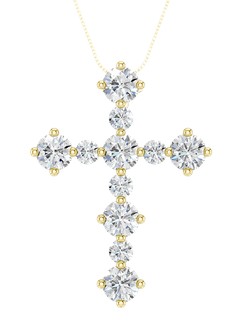 14kt yellow gold fancy lab grown Diamond Cross Pendant tw 0.75cts VS, Cololress E/F color on 18" adjust chain