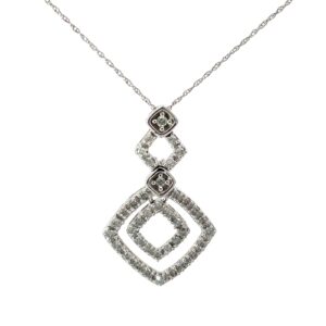 10KT W/G DIAMOND PENDANT W 18" MACH. ROPE 40- RD DIAMONDS T/W .50PTS
