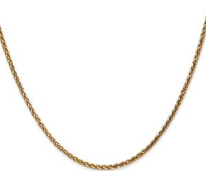 14kt yellow gold solid 2.1 diamond cut spiga chain 18" with claw catch