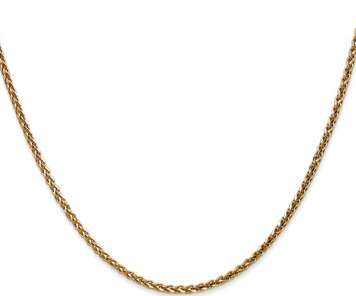 PEN 14kt yellow gold solid 2.1 diamond cut spiga chain 18" with claw catch