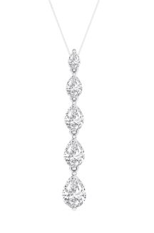 14kt white gold IGI certified lab grown diamond drop pear shape necklace D tw 2.12cts VS+ clarity, colorless E/F color