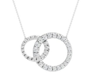 14kt white gold lab grown diamond interlocking circle pendant VS, E/F color (no cert)