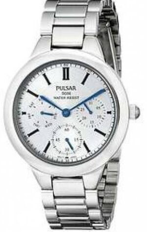 LADIES SILVER TONE BAND WITH WHITE FACE, 50M WATER RESIST