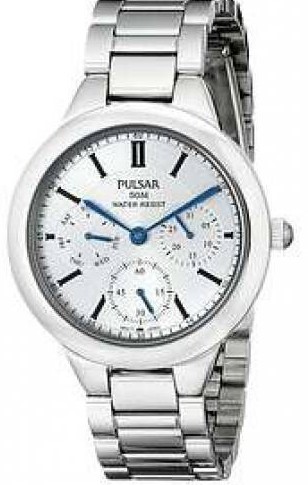 PPX LADIES SILVER TONE BAND WITH WHITE FACE, 50M WATER RESIST