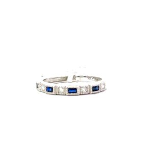 10kt white gold diamond and sapphire band D tw 0.07cts S tw 0.24cts SI, near colorless H