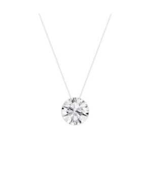 14kt white gold GIA certified Lab Grown round solitaire diamond pendant D tw 1.57cts VS, colorless F color