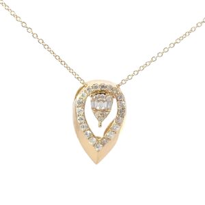 14kt yellow gold pear shape diamond cluster necklace D tw 0.30cts VS2/SI clarity, near colorless H/I 16"