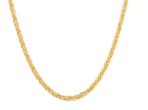 14kt yellow gold diamond cut 2.1mm spiga chain with claw catch 22"