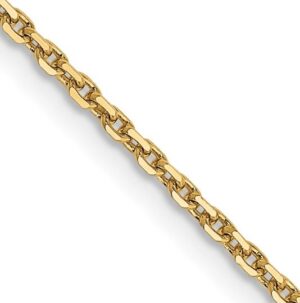 14K yellow gold 18 inch 1.4mm Diamond-cut Round Open Link Cable with Lobster Clasp Chain