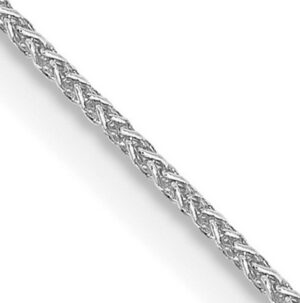 14kt white gold rhodium plated 0.85mm round spiga chain with claw catch closure 18" long