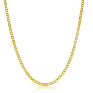 Sterling Silver gold plated 2mm curb chain with claw catch closure 16"