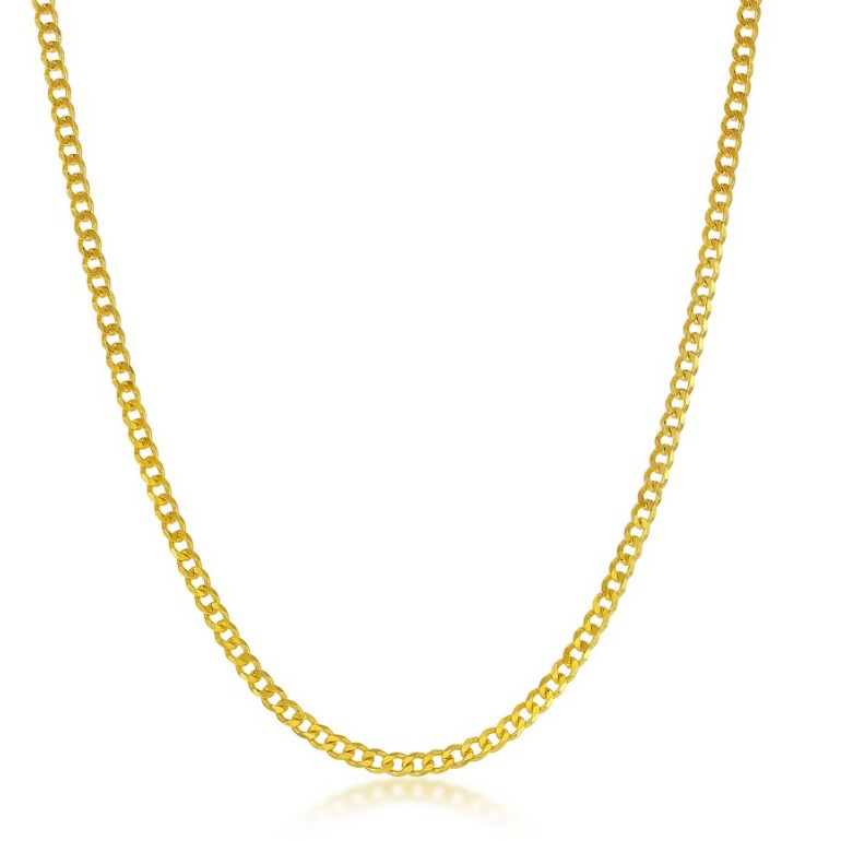 Q .jpg Sterling Silver gold plated 2mm curb chain with claw catch closure 16"