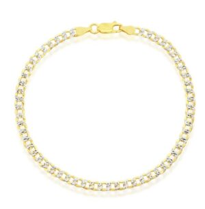 Sterling Silver gold plated 4mm diamond cut cuban ankle bracelet with claw catch 9"
