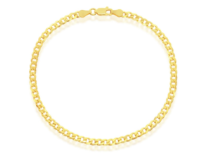 Sterling Silver gold plated 3.5mm diamond cut cuban ankle bracelet 9"