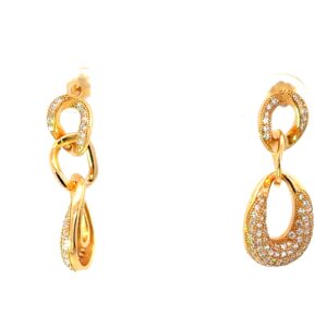Sterling Silver gold plated cubic zirconia dangle link earrings