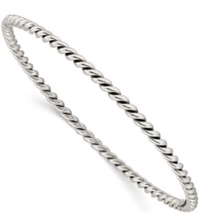 Sterling Silver Antiqued 3mm Twisted Slip-on Bangle