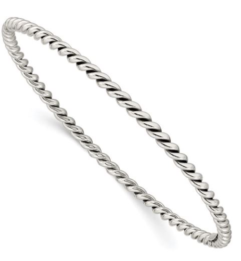 QB .jpg Sterling Silver Antiqued 3mm Twisted Slip-on Bangle