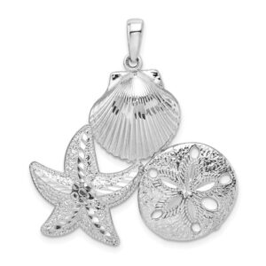 Sterling Silver rhodium plated nautical tripple pendant on 1.5mm diamond cut cable chain 18"