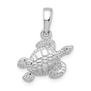 Sterling Silver dangle sea turtle bead with Wildwood Hanger