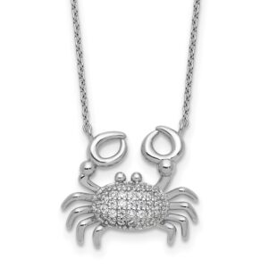 Sterling Silver rhodium plated cubic zirconia crab necklace