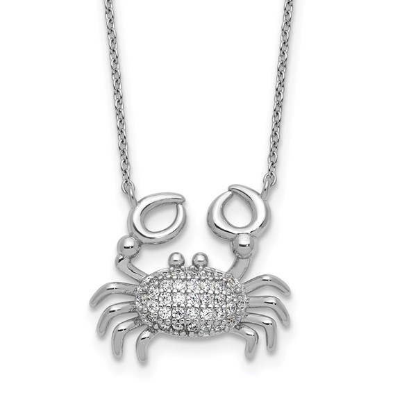 Sterling Silver rhodium plated cubic zirconia crab necklace