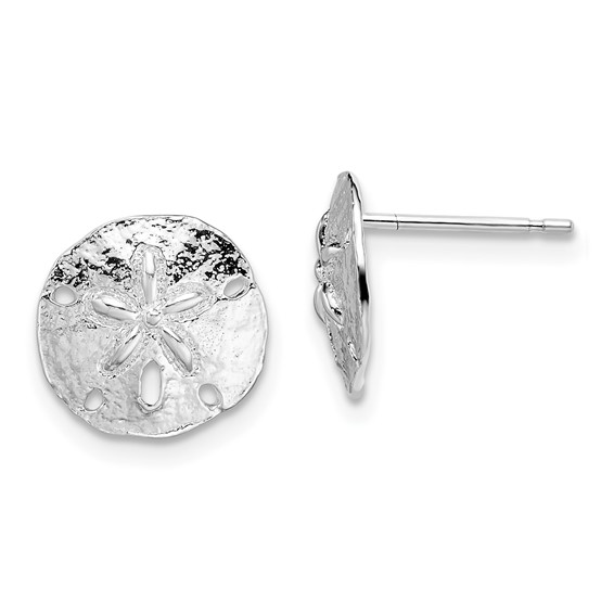 Sterling Silver rhodium plated sanddollar stud earring