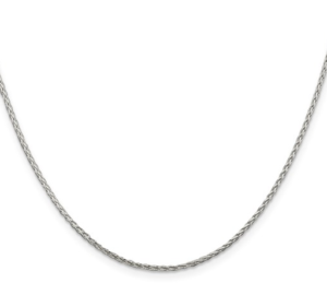 Sterling Silver 1.5mm diamond cut round wheat chain chain 18' with rhod plated