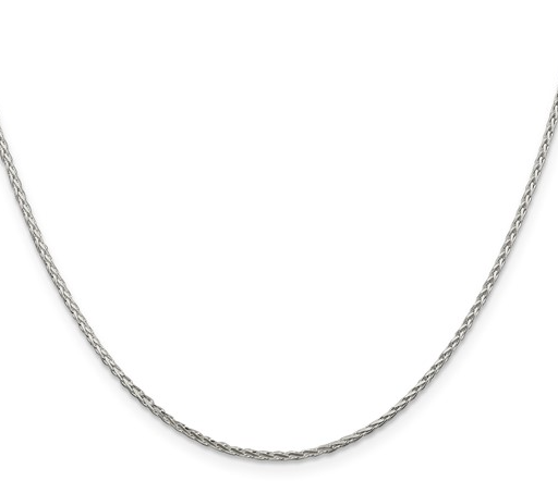 QSR .png Sterling Silver 1.5mm diamond cut round wheat chain chain 18' with rhod plated