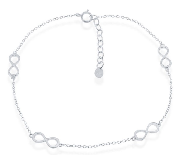 Sterling Silver rhodium plated infinity ankle bracelet 9" with 1" extention