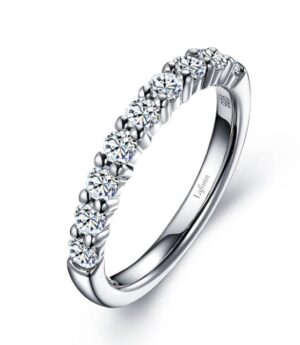 Sterling Silver platinum bonded lassire simulate diamond wedding band tw 0.75cts size 7